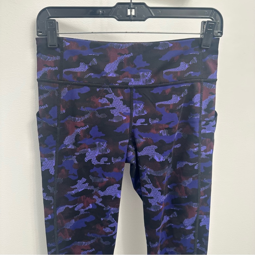 Lululemon Wunder Under Cropped Leggings Purple Neon Camouflage Women’s 6